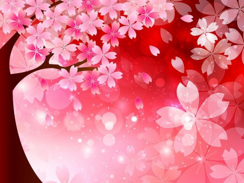 Tree with flower in a pink universe - 901140778